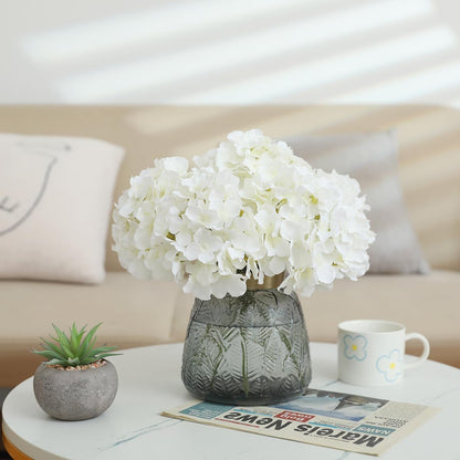 Fake Pink Hydrangea Artificial Flowers - Faux Silk Hydrangeas Flowers Heads with Stems Real Touch for Home Wedding Party Table Decor(Pink,Pack of 10)
