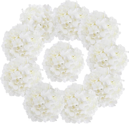 Fake Pink Hydrangea Artificial Flowers - Faux Silk Hydrangeas Flowers Heads with Stems Real Touch for Home Wedding Party Table Decor(Pink,Pack of 10)