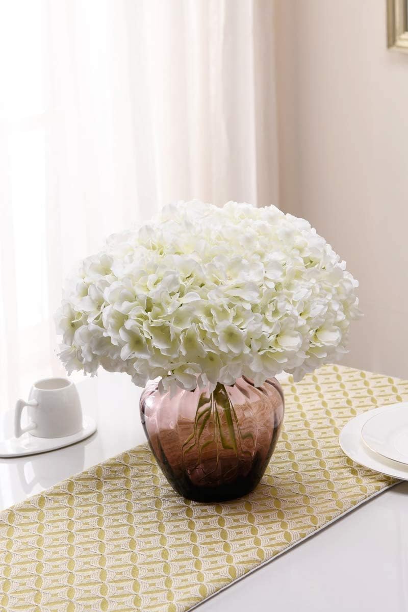 Fake Pink Hydrangea Artificial Flowers - Faux Silk Hydrangeas Flowers Heads with Stems Real Touch for Home Wedding Party Table Decor(Pink,Pack of 10)