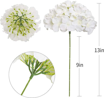 Fake Pink Hydrangea Artificial Flowers - Faux Silk Hydrangeas Flowers Heads with Stems Real Touch for Home Wedding Party Table Decor(Pink,Pack of 10)