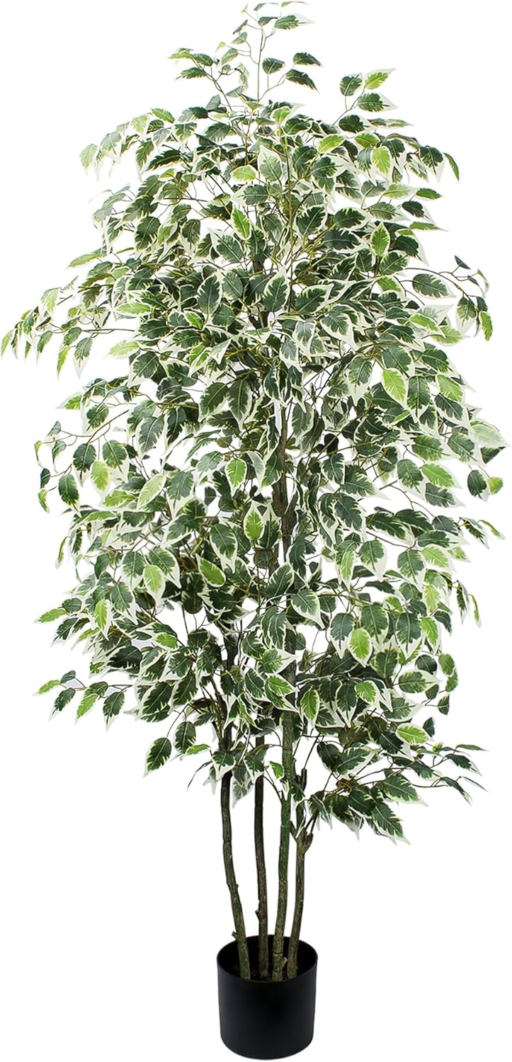Artificial Ficus Tree - 4 FT Tall Silk Fake Tree with Pot - Lifelike Foliage & Branches for Indoor/Outdoor Decor