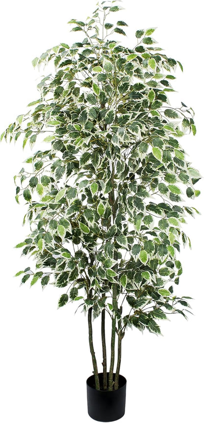 Artificial Ficus Tree - 4 FT Tall Silk Fake Tree with Pot - Lifelike Foliage & Branches for Indoor/Outdoor Decor