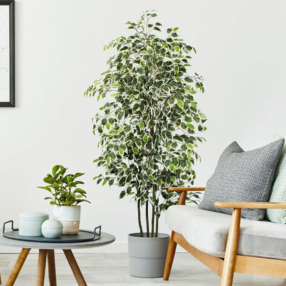 Artificial Ficus Tree - 4 FT Tall Silk Fake Tree with Pot - Lifelike Foliage & Branches for Indoor/Outdoor Decor