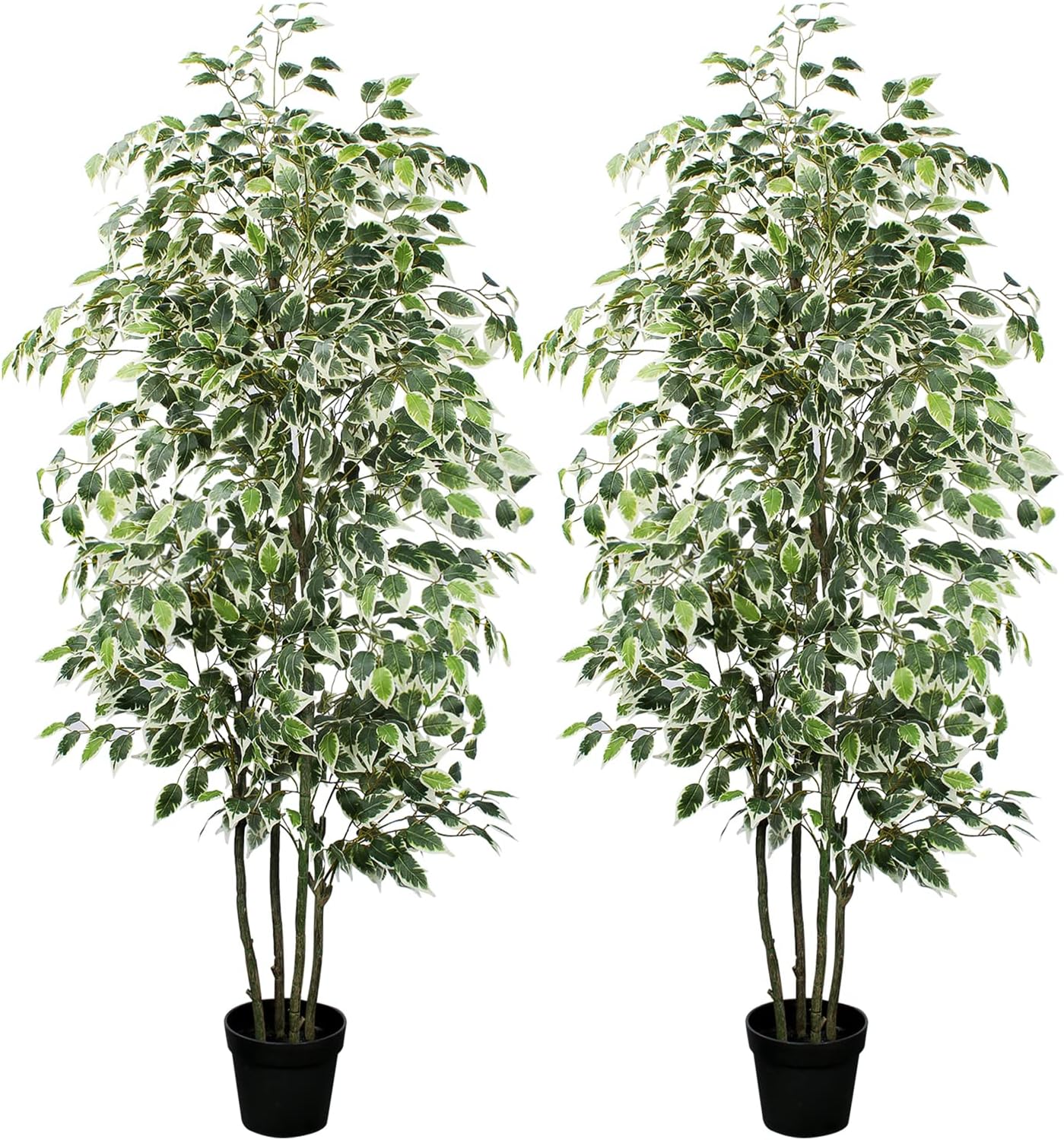 Artificial Ficus Tree - 4 FT Tall Silk Fake Tree with Pot - Lifelike Foliage & Branches for Indoor/Outdoor Decor