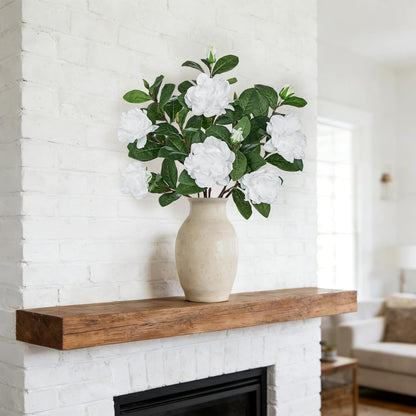 26" Artificial Gardenia Flowers Branches - 3 Pcs Real Touch Fake Flower Stems with Leaves & Buds, Faux White Gardenias for Home Floral Arrangements & Wedding Table Centerpieces (Vase Not Included)