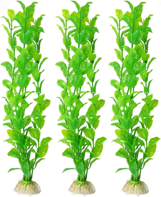 Plastic Aquarium Plant Set, Resin Aquarium Decor, Tall Artificial Aquarium Fake Plants, Fish Tank Decorations for Tropical Fish, Plastic Plants for Goldfish, Fish Tank Accessories, 3 Pcs