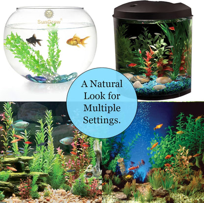 Plastic Aquarium Plant Set, Resin Aquarium Decor, Tall Artificial Aquarium Fake Plants, Fish Tank Decorations for Tropical Fish, Plastic Plants for Goldfish, Fish Tank Accessories, 3 Pcs