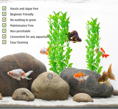Plastic Aquarium Plant Set, Resin Aquarium Decor, Tall Artificial Aquarium Fake Plants, Fish Tank Decorations for Tropical Fish, Plastic Plants for Goldfish, Fish Tank Accessories, 3 Pcs