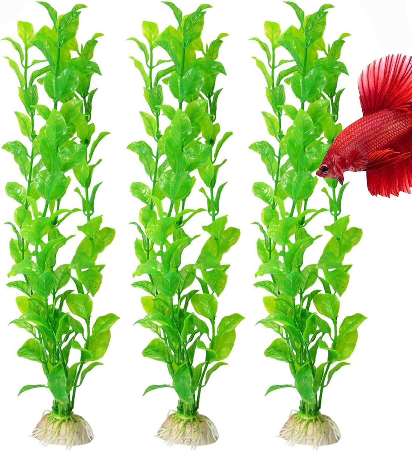 Plastic Aquarium Plant Set, Resin Aquarium Decor, Tall Artificial Aquarium Fake Plants, Fish Tank Decorations for Tropical Fish, Plastic Plants for Goldfish, Fish Tank Accessories, 3 Pcs