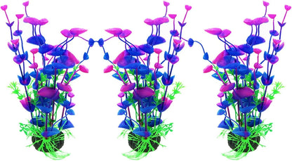 Plastic Aquarium Plant Set, Resin Aquarium Decor, Tall Artificial Aquarium Fake Plants, Fish Tank Decorations for Tropical Fish, Plastic Plants for Goldfish, Fish Tank Accessories, 3 Pcs