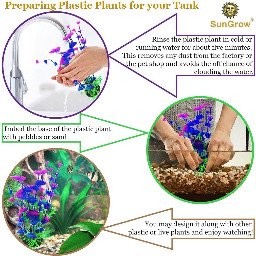 Plastic Aquarium Plant Set, Resin Aquarium Decor, Tall Artificial Aquarium Fake Plants, Fish Tank Decorations for Tropical Fish, Plastic Plants for Goldfish, Fish Tank Accessories, 3 Pcs