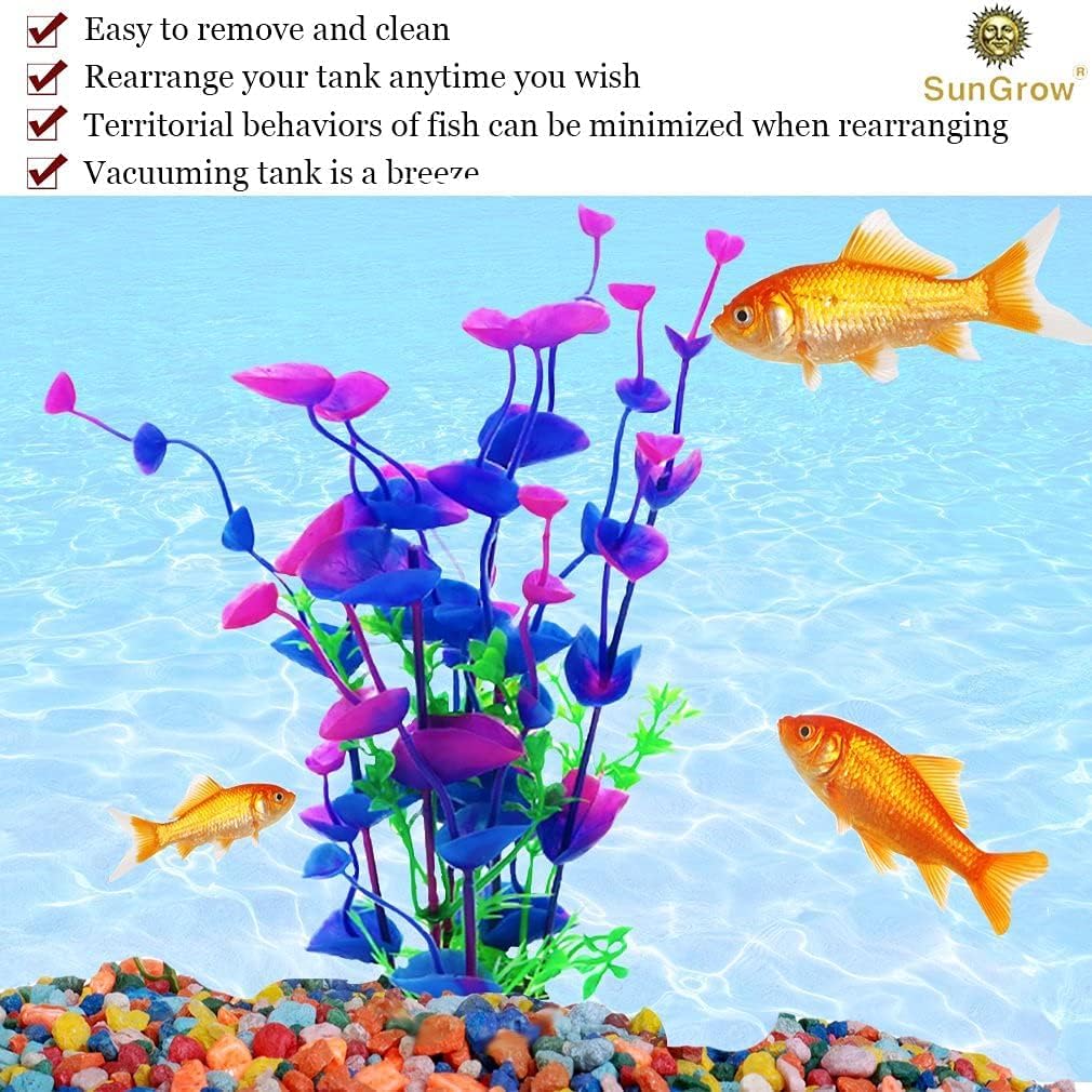 Plastic Aquarium Plant Set, Resin Aquarium Decor, Tall Artificial Aquarium Fake Plants, Fish Tank Decorations for Tropical Fish, Plastic Plants for Goldfish, Fish Tank Accessories, 3 Pcs