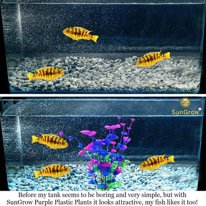Plastic Aquarium Plant Set, Resin Aquarium Decor, Tall Artificial Aquarium Fake Plants, Fish Tank Decorations for Tropical Fish, Plastic Plants for Goldfish, Fish Tank Accessories, 3 Pcs