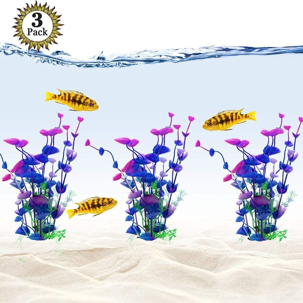 Plastic Aquarium Plant Set, Resin Aquarium Decor, Tall Artificial Aquarium Fake Plants, Fish Tank Decorations for Tropical Fish, Plastic Plants for Goldfish, Fish Tank Accessories, 3 Pcs