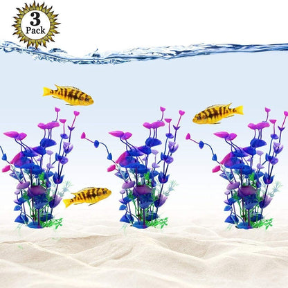 Plastic Aquarium Plant Set, Resin Aquarium Decor, Tall Artificial Aquarium Fake Plants, Fish Tank Decorations for Tropical Fish, Plastic Plants for Goldfish, Fish Tank Accessories, 3 Pcs