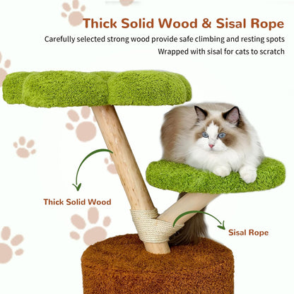 Modern Cat Tree Tower: 58Inch Tall Cat Tree for Large Cats with Multi Condos - Indoor Wood Cat Tree House Sturdy with Scratching Post