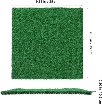 Turtle Basking Platform, Artificial Grass Mat for Aquarium, Square Floating Dock with Ramp for Aquatic Turtles, Reptile Resting Terrace and Tank Landscaping Accessories (9.8" x 9.8")