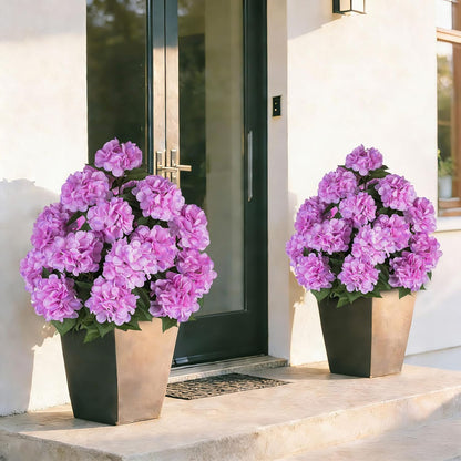 Hydrangea Topiary Trees Artificial for Outdoor, Pink, 2 Packs | 33-Inch, with Stakes, 20 Hydrangea Heads, Faux Silk Topiary Ball Trees, Fake Bush Plants for Front Porch, Yard, Patio