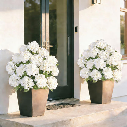 Hydrangea Topiary Trees Artificial for Outdoor, Pink, 2 Packs | 33-Inch, with Stakes, 20 Hydrangea Heads, Faux Silk Topiary Ball Trees, Fake Bush Plants for Front Porch, Yard, Patio
