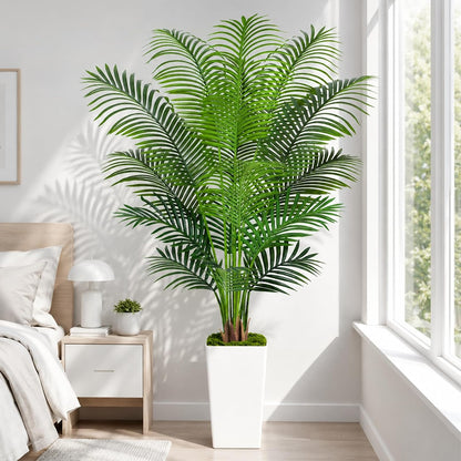 7ft Artificial Phoenix Palm Tree, Faux Coconut Silk Tropical Fake Palm Plant for Indoor Outdoor Home Office Patio Bathroom Pool Coastal Decor(Set of 2)