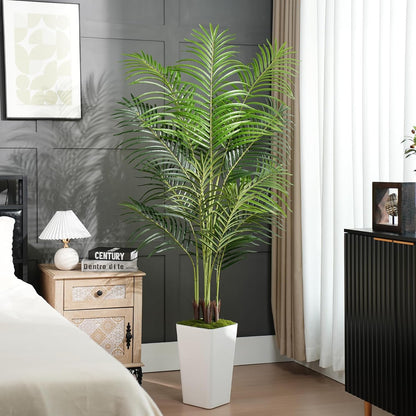 7ft Artificial Phoenix Palm Tree, Faux Coconut Silk Tropical Fake Palm Plant for Indoor Outdoor Home Office Patio Bathroom Pool Coastal Decor(Set of 2)