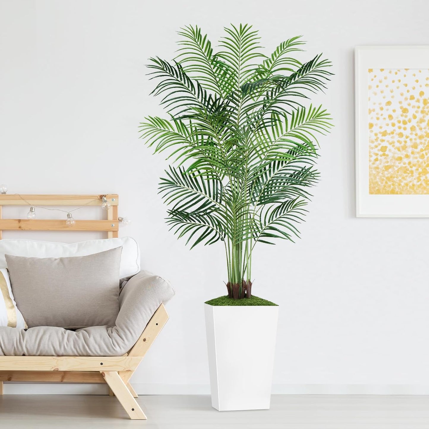 7ft Artificial Phoenix Palm Tree, Faux Coconut Silk Tropical Fake Palm Plant for Indoor Outdoor Home Office Patio Bathroom Pool Coastal Decor(Set of 2)