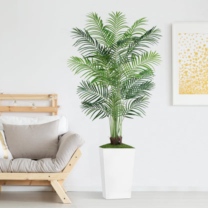 7ft Artificial Phoenix Palm Tree, Faux Coconut Silk Tropical Fake Palm Plant for Indoor Outdoor Home Office Patio Bathroom Pool Coastal Decor(Set of 2)