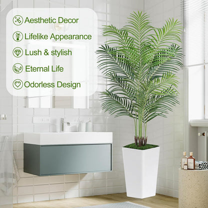 7ft Artificial Phoenix Palm Tree, Faux Coconut Silk Tropical Fake Palm Plant for Indoor Outdoor Home Office Patio Bathroom Pool Coastal Decor(Set of 2)