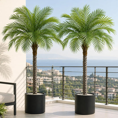7ft Artificial Phoenix Palm Tree, Faux Coconut Silk Tropical Fake Palm Plant for Indoor Outdoor Home Office Patio Bathroom Pool Coastal Decor(Set of 2)