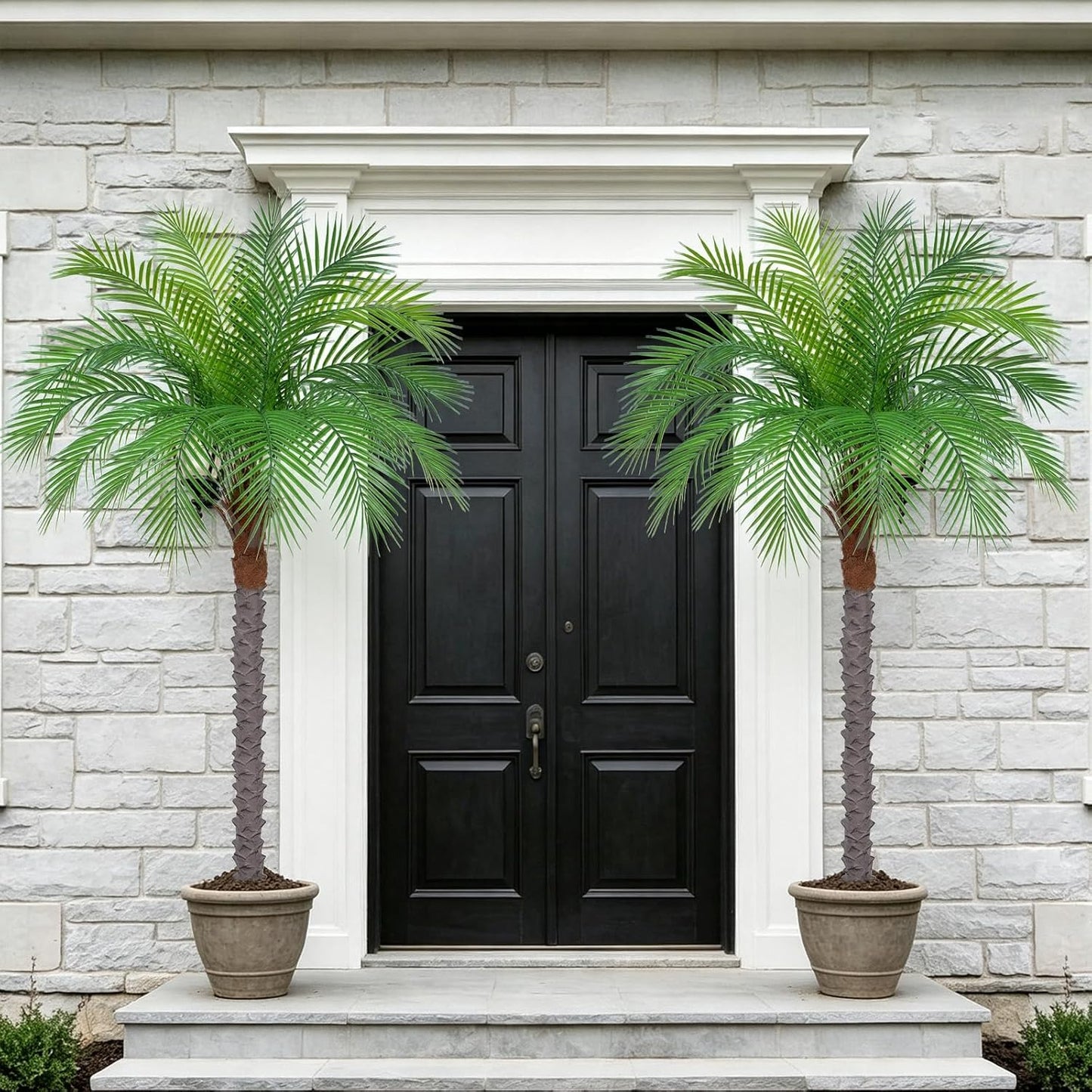 7ft Artificial Phoenix Palm Tree, Faux Coconut Silk Tropical Fake Palm Plant for Indoor Outdoor Home Office Patio Bathroom Pool Coastal Decor(Set of 2)