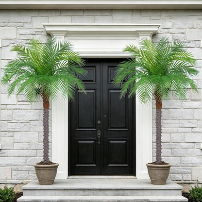 7ft Artificial Phoenix Palm Tree, Faux Coconut Silk Tropical Fake Palm Plant for Indoor Outdoor Home Office Patio Bathroom Pool Coastal Decor(Set of 2)