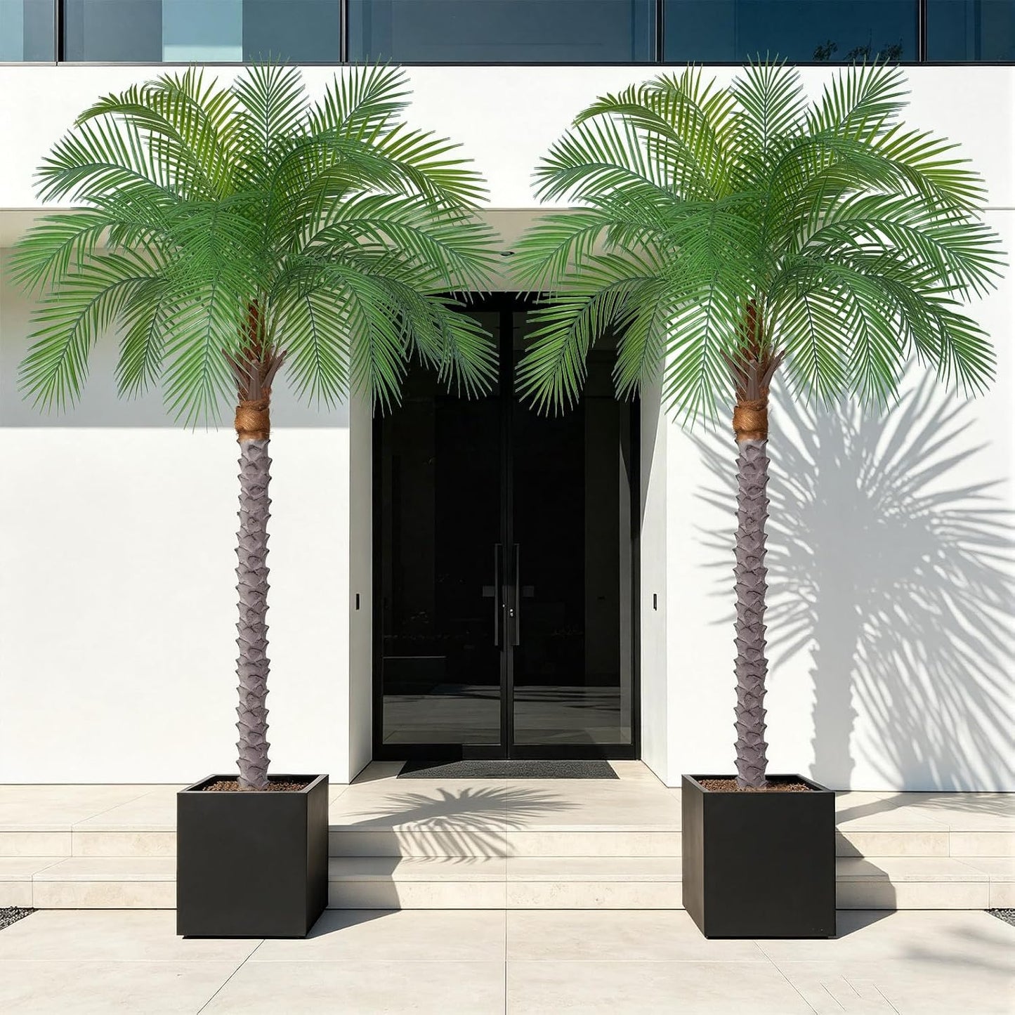7ft Artificial Phoenix Palm Tree, Faux Coconut Silk Tropical Fake Palm Plant for Indoor Outdoor Home Office Patio Bathroom Pool Coastal Decor(Set of 2)