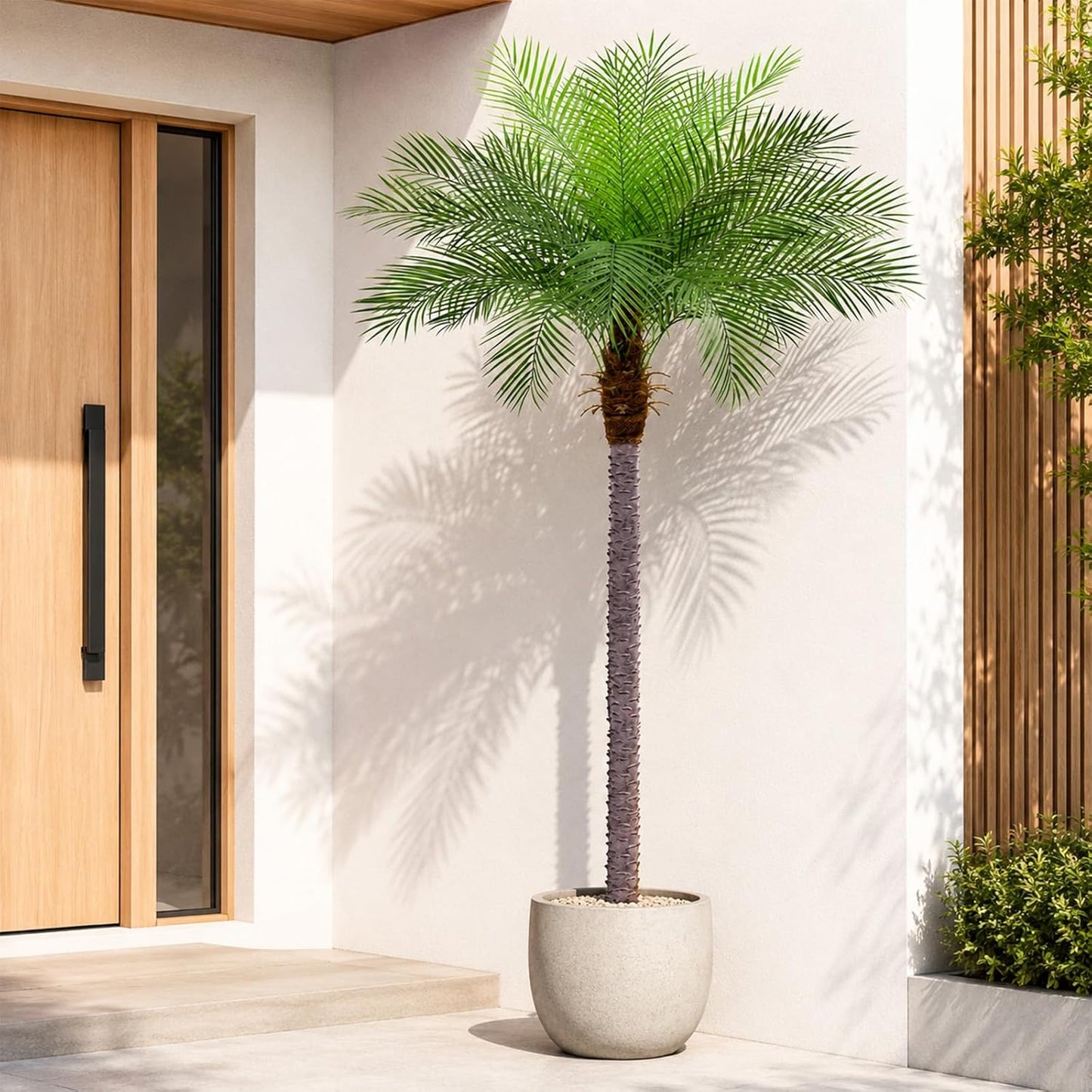 7ft Artificial Phoenix Palm Tree, Faux Coconut Silk Tropical Fake Palm Plant for Indoor Outdoor Home Office Patio Bathroom Pool Coastal Decor(Set of 2)