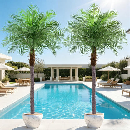 7ft Artificial Phoenix Palm Tree, Faux Coconut Silk Tropical Fake Palm Plant for Indoor Outdoor Home Office Patio Bathroom Pool Coastal Decor(Set of 2)