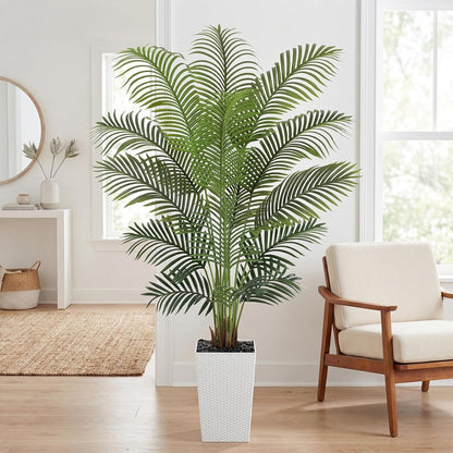 7ft Artificial Phoenix Palm Tree, Faux Coconut Silk Tropical Fake Palm Plant for Indoor Outdoor Home Office Patio Bathroom Pool Coastal Decor(Set of 2)