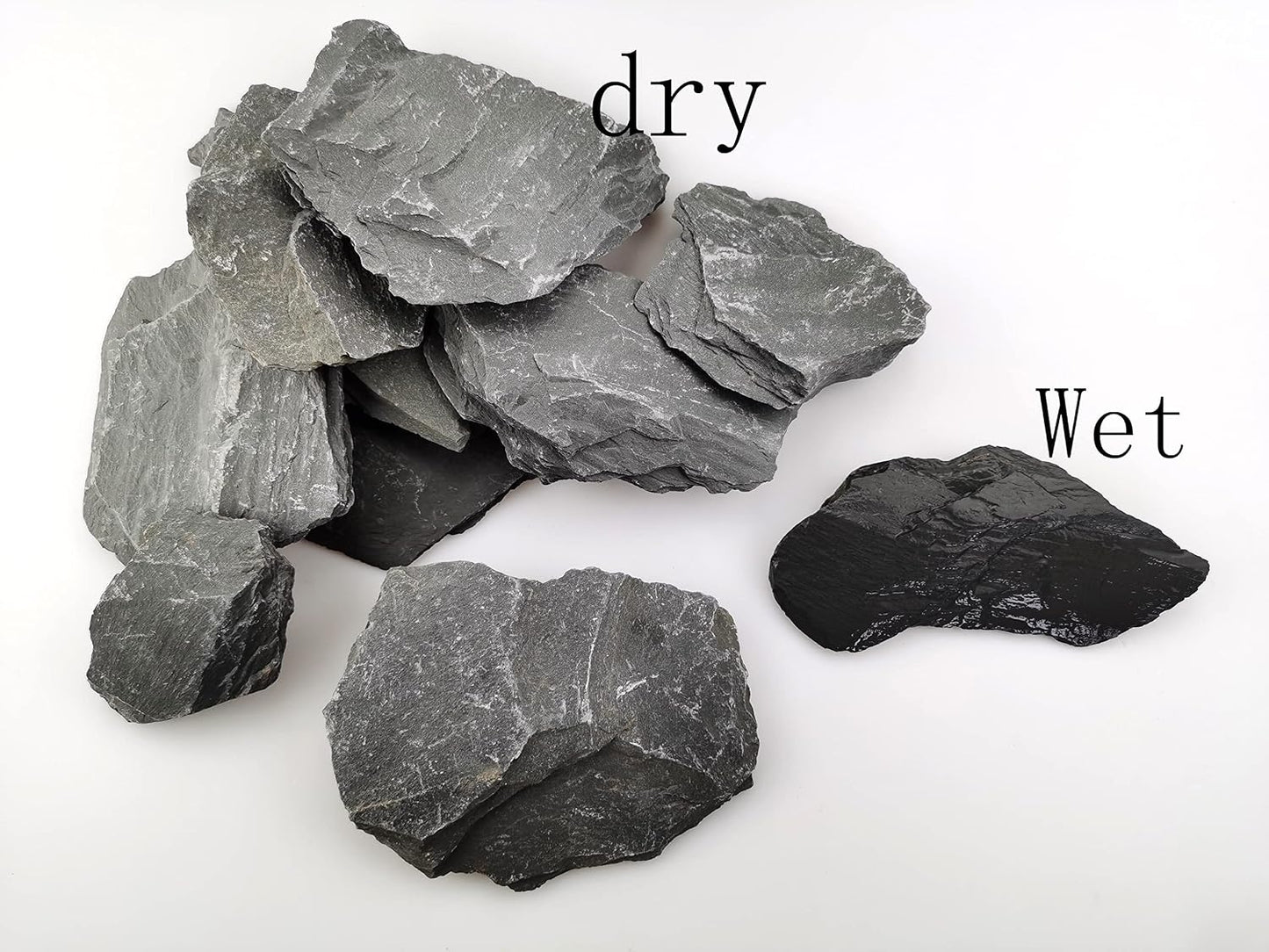 Natural Slate Rocks PH Neutral Stone Perfect Rocks for Aquariums, Landscaping Model,Tank Decoration,Amphibian Enclosures (3.5 LB, 5-7 inch)