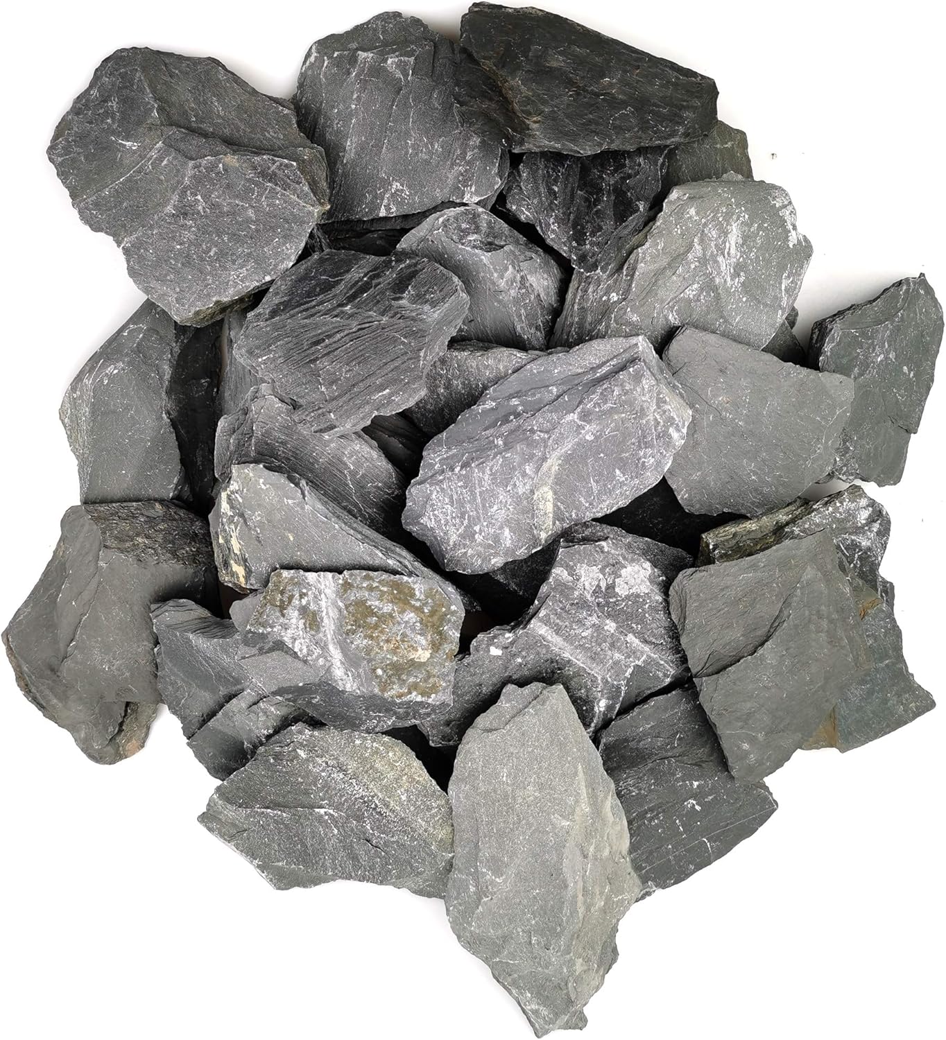 Natural Slate Rocks PH Neutral Stone Perfect Rocks for Aquariums, Landscaping Model,Tank Decoration,Amphibian Enclosures (3.5 LB, 5-7 inch)