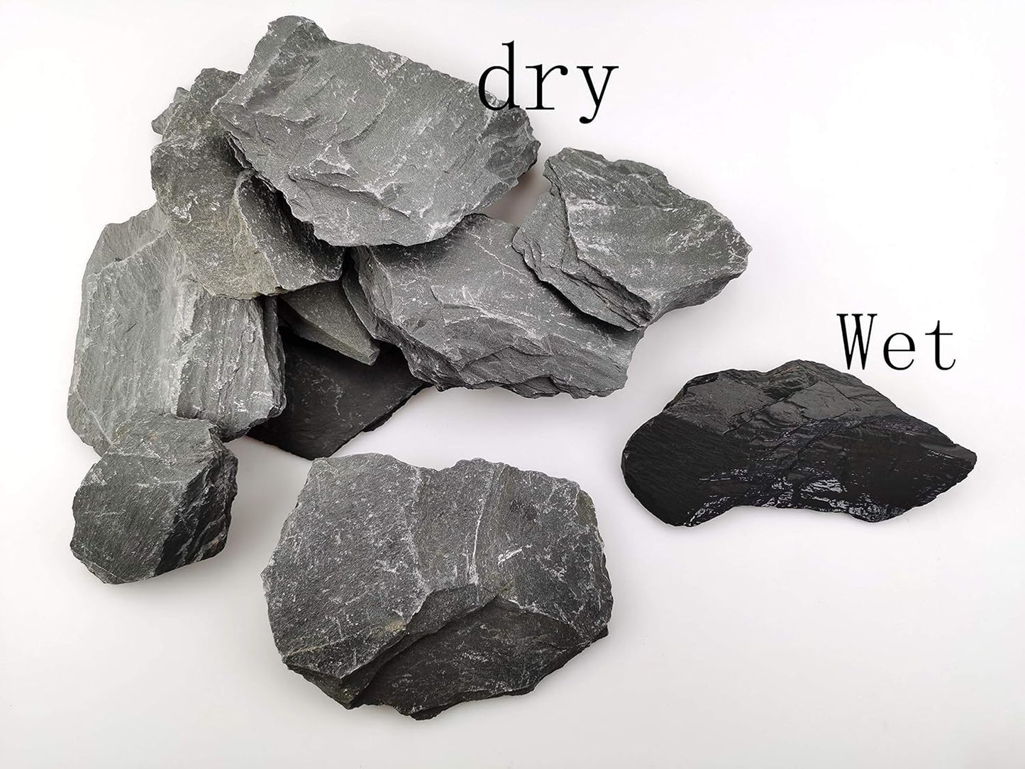Natural Slate Rocks PH Neutral Stone Perfect Rocks for Aquariums, Landscaping Model,Tank Decoration,Amphibian Enclosures (3.5 LB, 5-7 inch)