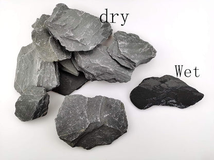 Natural Slate Rocks PH Neutral Stone Perfect Rocks for Aquariums, Landscaping Model,Tank Decoration,Amphibian Enclosures (3.5 LB, 5-7 inch)