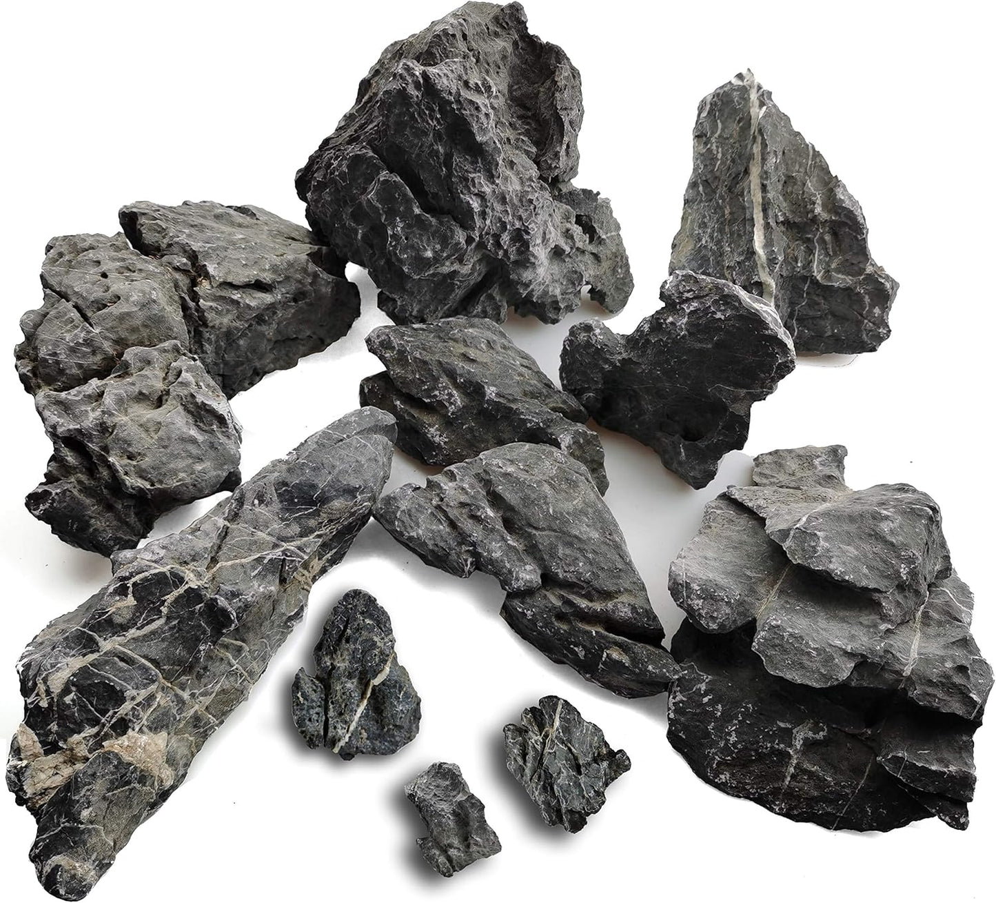 Natural Slate Rocks PH Neutral Stone Perfect Rocks for Aquariums, Landscaping Model,Tank Decoration,Amphibian Enclosures (3.5 LB, 5-7 inch)