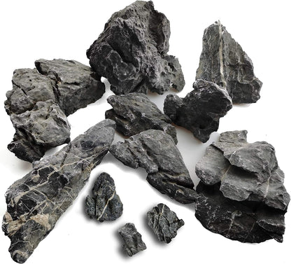 Natural Slate Rocks PH Neutral Stone Perfect Rocks for Aquariums, Landscaping Model,Tank Decoration,Amphibian Enclosures (3.5 LB, 5-7 inch)