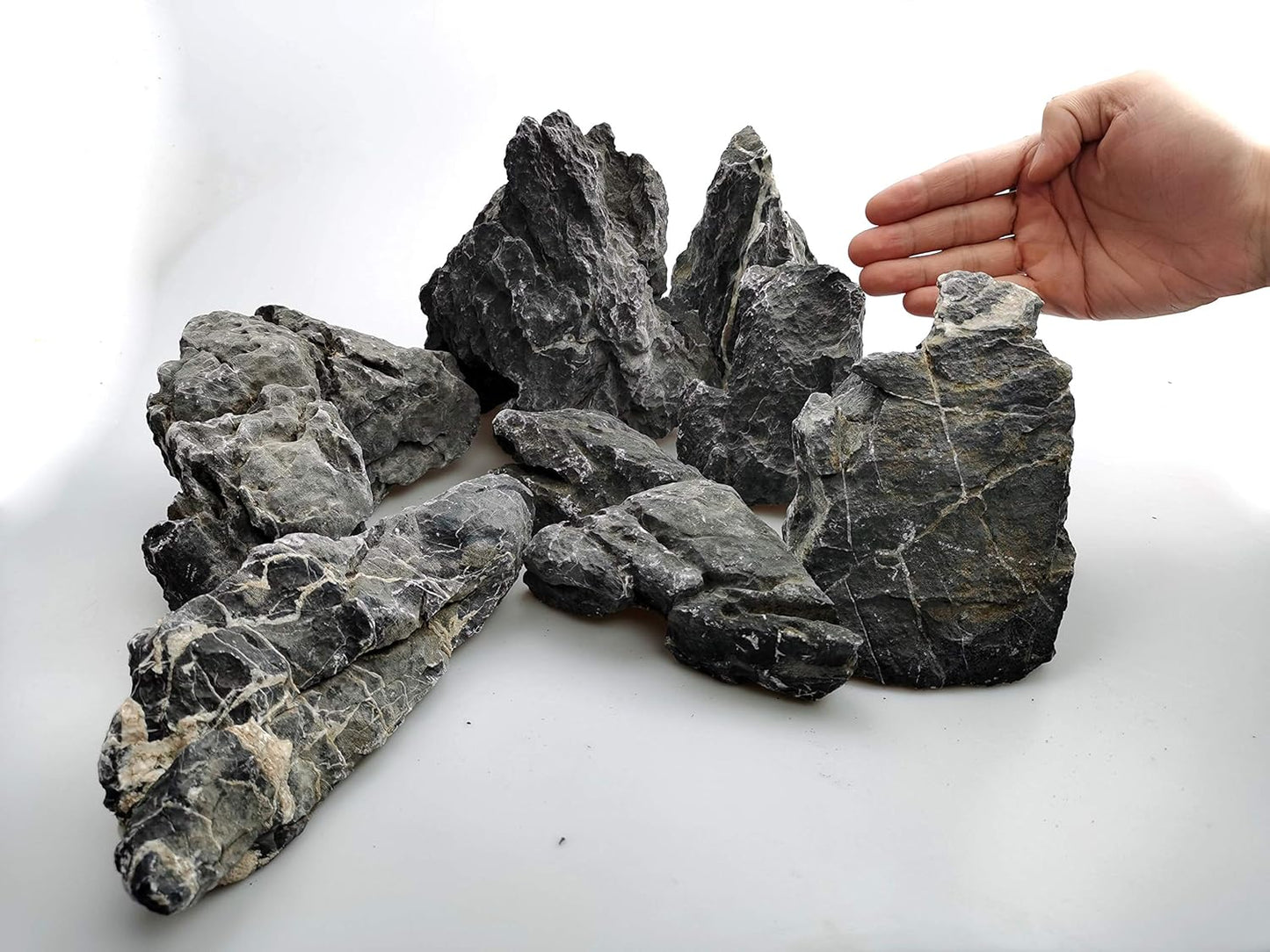 Natural Slate Rocks PH Neutral Stone Perfect Rocks for Aquariums, Landscaping Model,Tank Decoration,Amphibian Enclosures (3.5 LB, 5-7 inch)