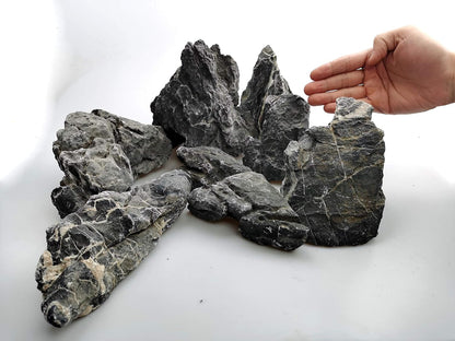 Natural Slate Rocks PH Neutral Stone Perfect Rocks for Aquariums, Landscaping Model,Tank Decoration,Amphibian Enclosures (3.5 LB, 5-7 inch)