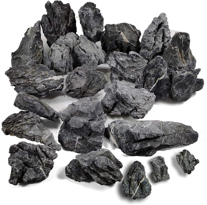 Natural Slate Rocks PH Neutral Stone Perfect Rocks for Aquariums, Landscaping Model,Tank Decoration,Amphibian Enclosures (3.5 LB, 5-7 inch)