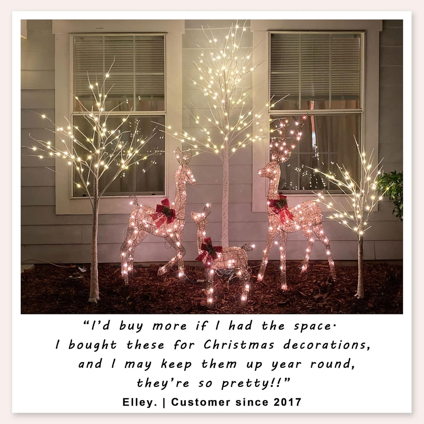 Set of 3 Lighted Birch Tree 4FT 6FT and 8FT LED Artificial Tree for Decoration Inside and Outside, Home Patio Wedding Festival Christmas Decor, Warm White