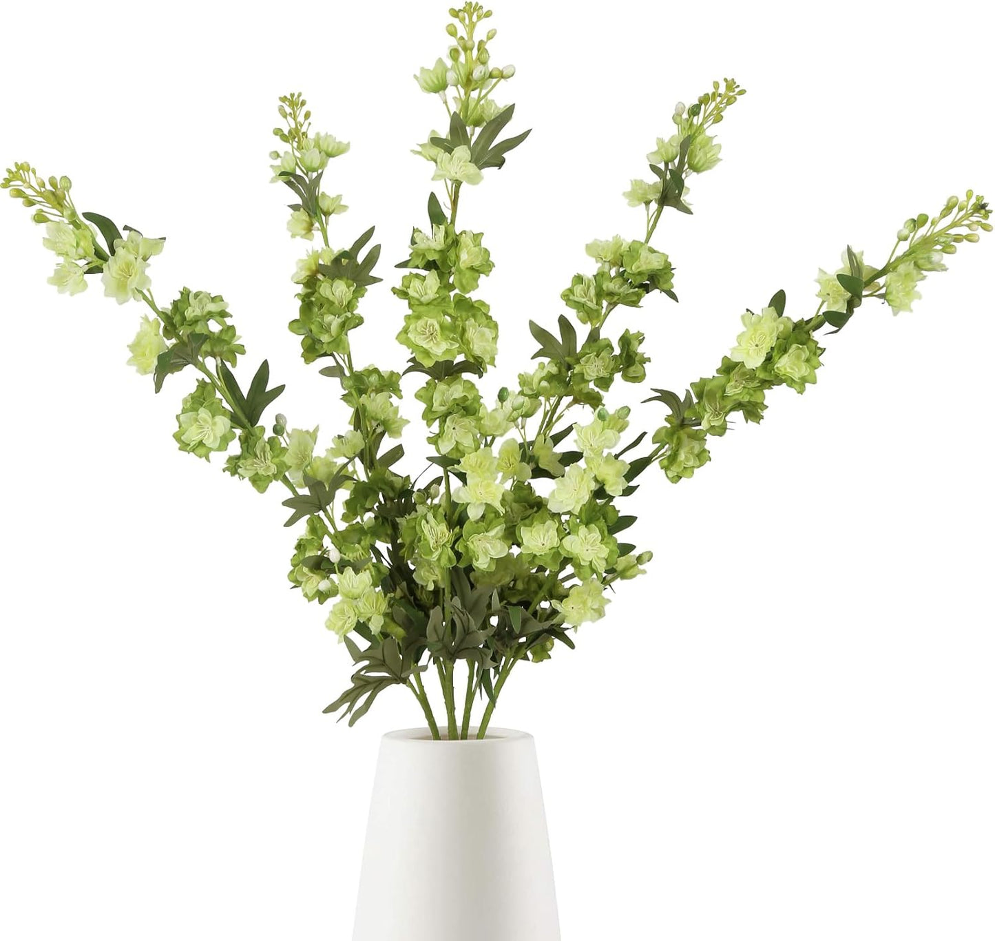 White Flowers Artificial Delphinium 9PCS with Clematis Greenery for Wedding & Home Decor