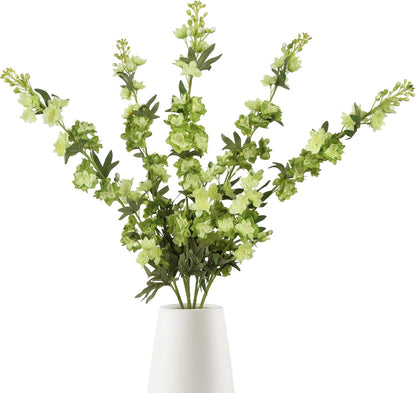 White Flowers Artificial Delphinium 9PCS with Clematis Greenery for Wedding & Home Decor