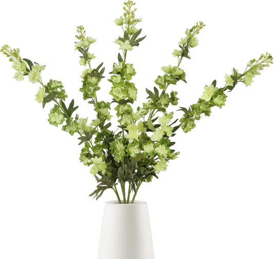 White Flowers Artificial Delphinium 9PCS with Clematis Greenery for Wedding & Home Decor