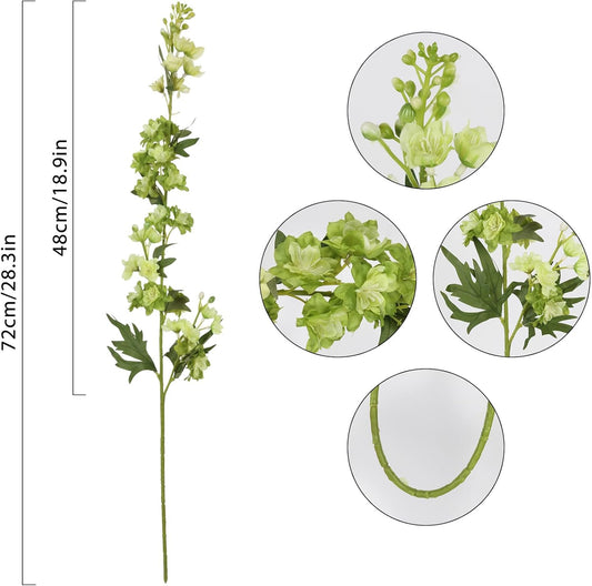 White Flowers Artificial Delphinium 9PCS with Clematis Greenery for Wedding & Home Decor