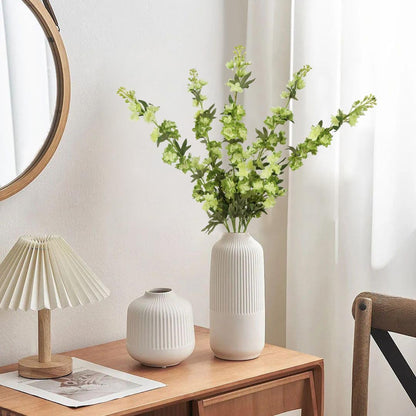 White Flowers Artificial Delphinium 9PCS with Clematis Greenery for Wedding & Home Decor